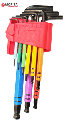 Serrure à vis et prise multi-couleur bout de boule Allen Key Set 9 pièces CR-V acier diamants