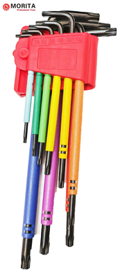 Ensemble de tournevis et de prise multi-couleur Torx End Allen Key 9 pièces CR-V acier T10-T50 enveloppé en plastique coloré