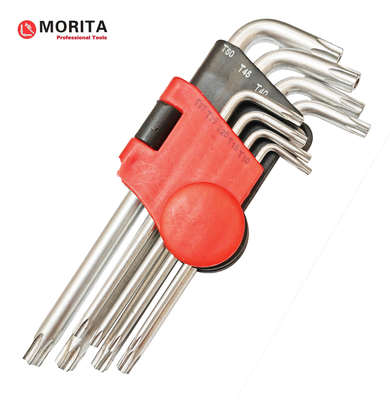 Porteur en plastique Torx Fin Allen Key Kit 9 Pce CR-V Ferrailleur en acier et prise de courant Un tamper proof Torx