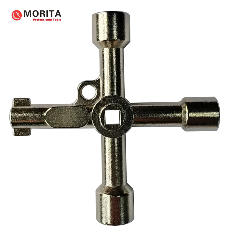 Outils de plomberie 4 voies utilitaires multifonctionnels clé, boîte de compteur électrique clé radiateur clé saignement clé gaz clé alliage de zinc