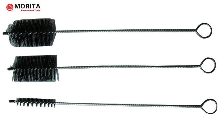 Brosse de nettoyage de la fumée 3 pièces 400 mm d'acier et de nylon rond Ø52 mm rond Ø15 mm plat 52 * 30 mm Outils de plomberie en argent