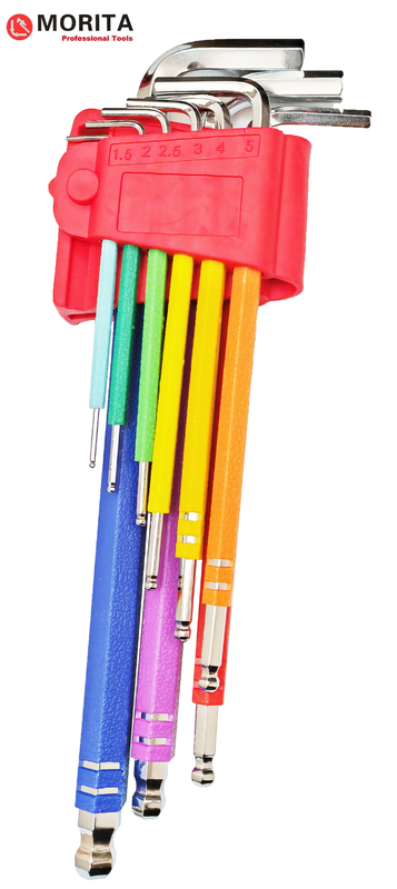 Serrure à vis et prise multi-couleur bout de boule Allen Key Set 9 pièces CR-V acier diamants