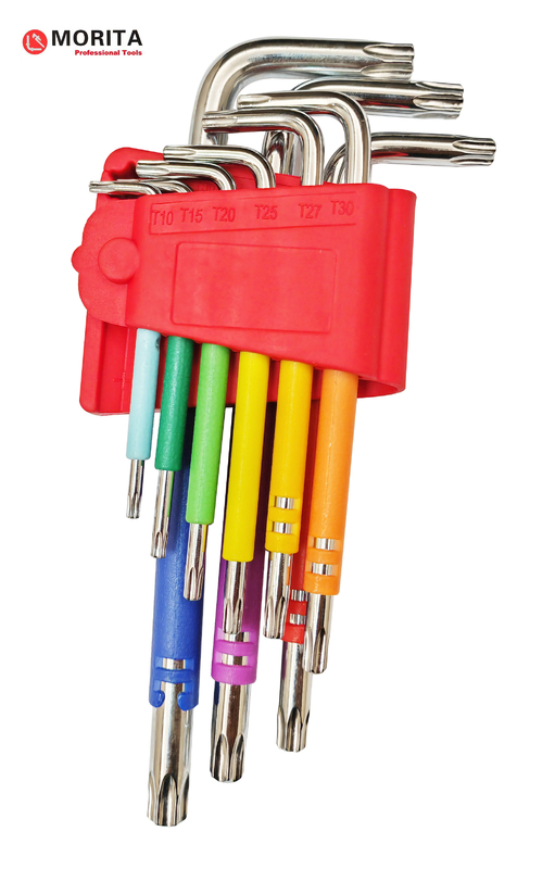 Ensemble de tournevis et de prise multi-couleur Torx End Allen Key 9 pièces CR-V acier T10-T50 enveloppé en plastique coloré