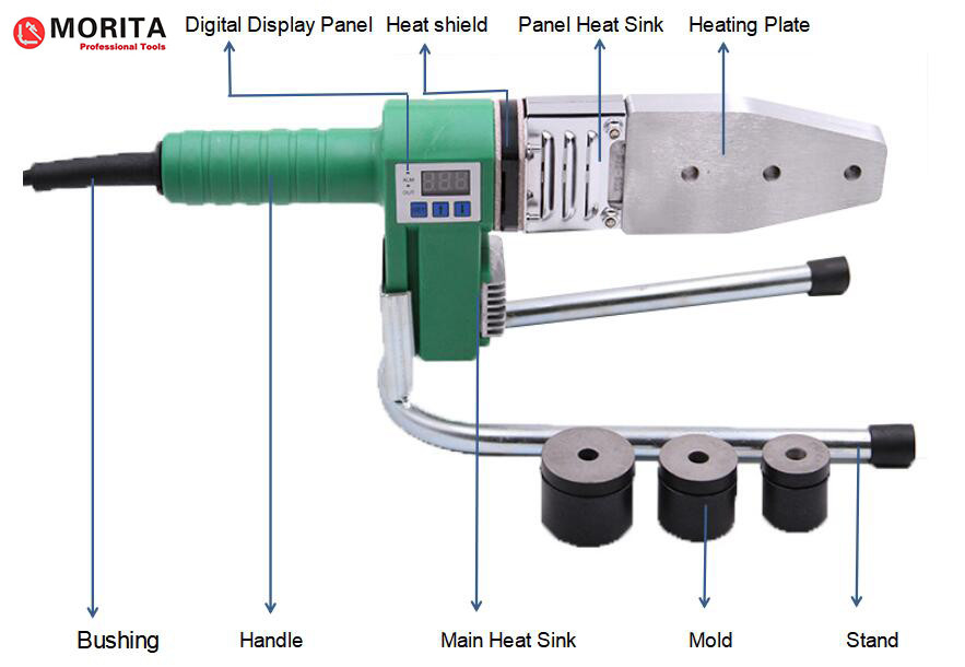 La soudeuse en plastique de fusion de tuyau 20-25-32mm 800W/220V pour des tuyaux de PPR, de PE, de pp, de PVDF et de PB peut souder le tuyau faisant le coin